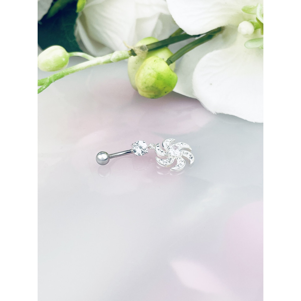 Blume Bauchnabelpiercing Silber 925 Piercingschmuck Banana mit Zirkonia