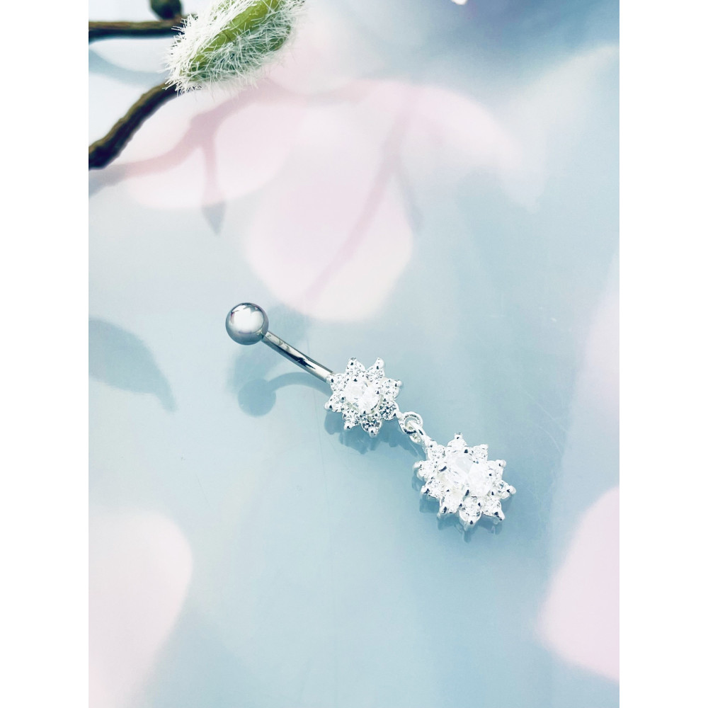 Blume Bauchnabelpiercing Silber 925 Piercingschmuck Banana mit Zirkonia