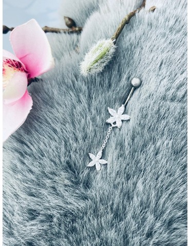 Blume Bauchnabelpiercing Silber 925 Piercingschmuck Banana mit Zirkonia