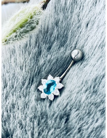 Blume Bauchnabelpiercing Silber 925 Piercingschmuck Banana mit Zirkonia