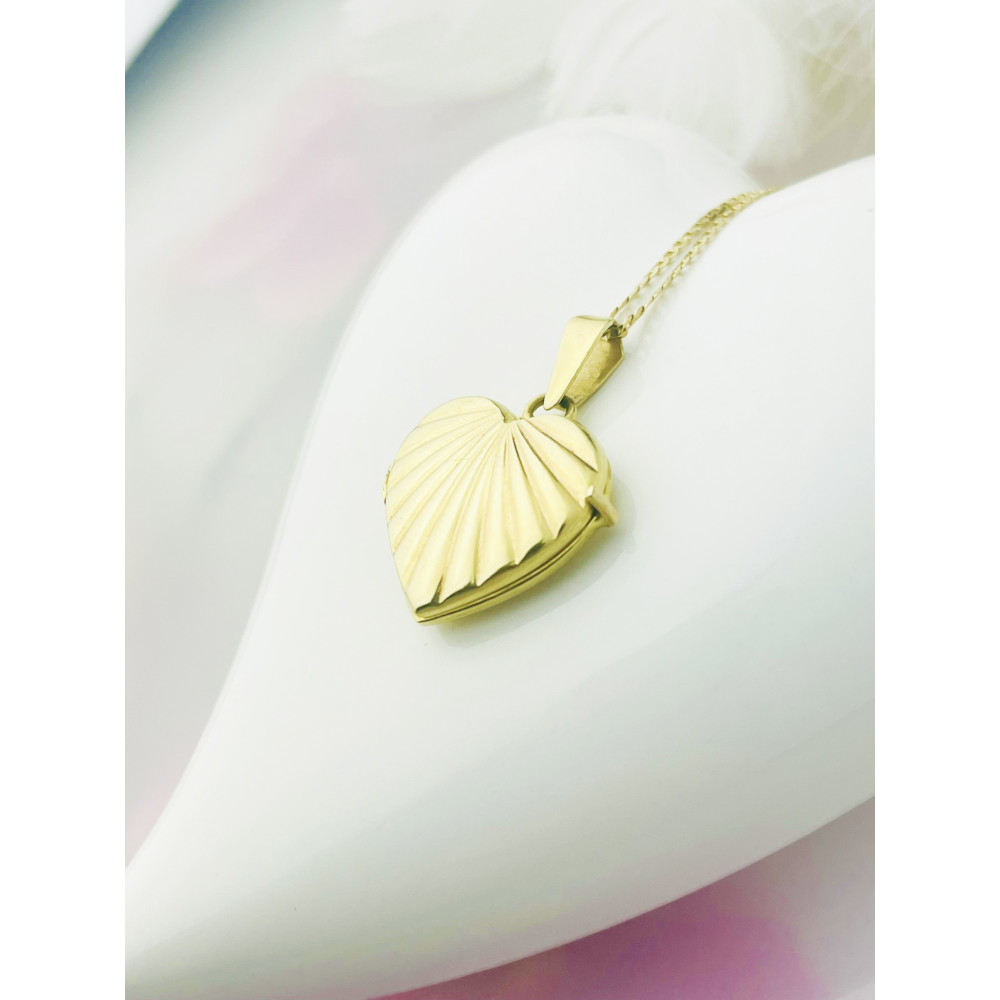 Damen Medaillon Gelbgold Goldanhänger Anhänger Herz Foto Amulett Talisman