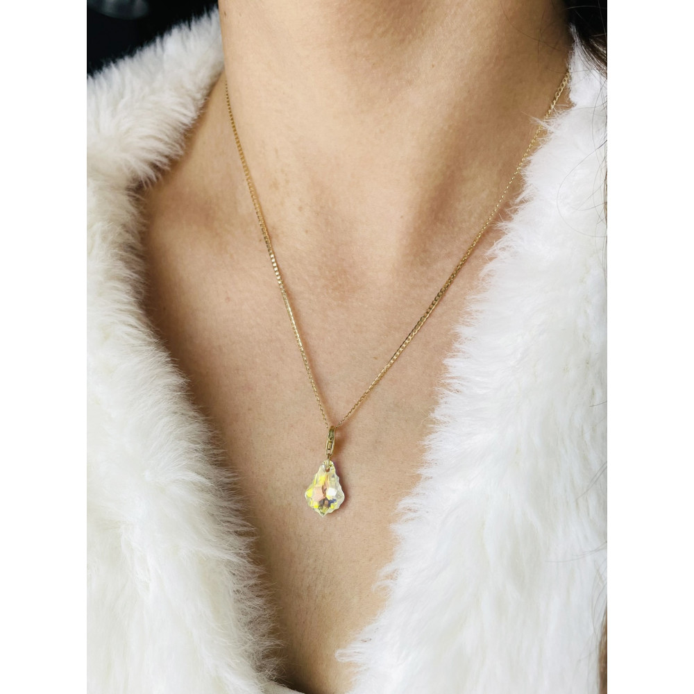 Kristall Anhänger Kettenanhänger Gelbgold Goldanhänger 585er 14KT Charms