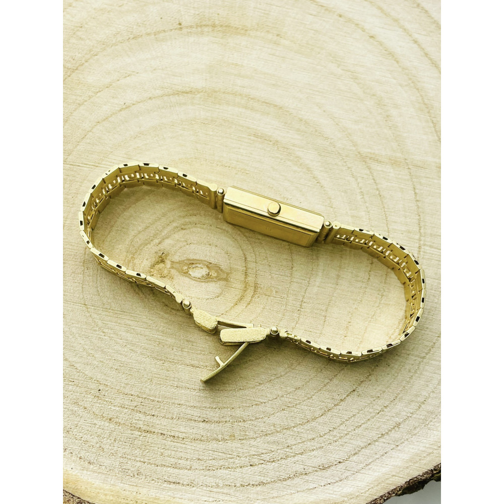 Złoty zegarek kwarcowy Geneve Quartz z bransoletką grecką