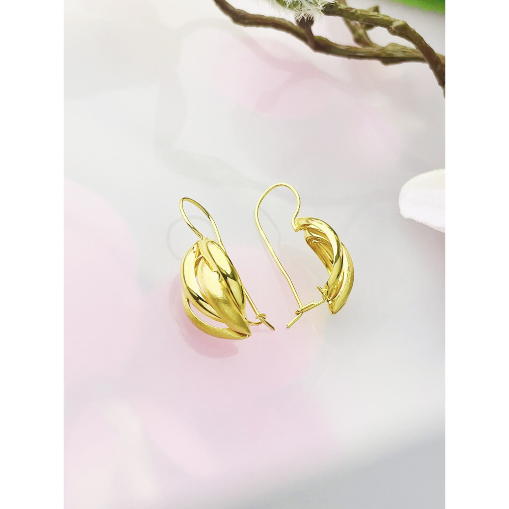Flamme Ohrringe Ohrhänger Ohrstecker Ohrschmuck Paar Gelbgold 585er 14KT