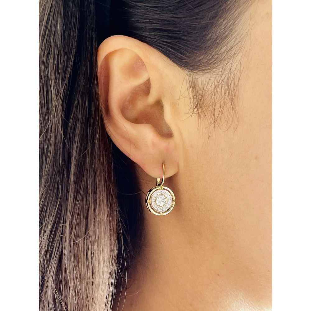 Ohrringe Ohrhänger mit Zirkonia Ohrstecker Ohrschmuck Paar Gelbgold 585er 14KT