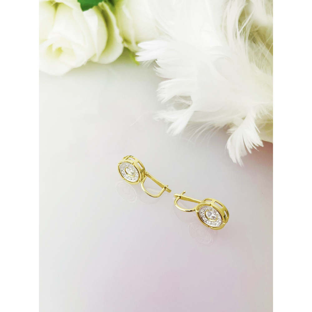 Ohrringe Ohrhänger mit Zirkonia Ohrstecker Ohrschmuck Paar Gelbgold 585er 14KT
