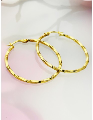 Kreis Creolen Ohrringe Ohrhänger Ohrstecker Ohrschmuck Paar Gelbgold 585er 14KT
