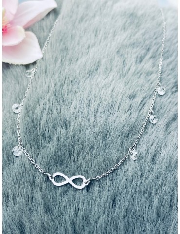 Infinity 925 Silber Halskette mit Zirkonia Halsband Damen Kinder