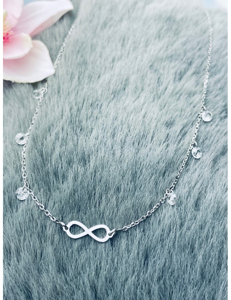 Infinity 925 Silber Halskette mit Zirkonia Halsband Damen Kinder
