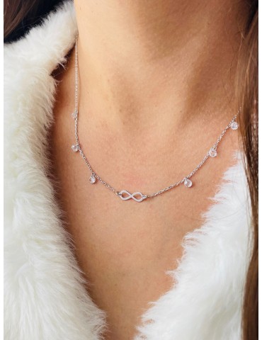 Infinity 925 Silber Halskette mit Zirkonia Halsband Damen Kinder