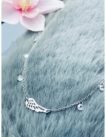 Flügel 925 Silber Halskette mit Zirkonia Halsband Damen Kinder