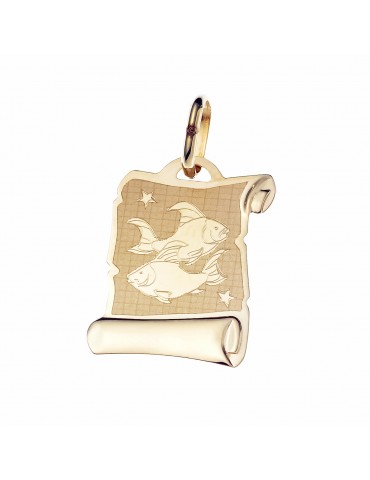Złoty wisiorek zawieszka znak zodiaku ryby