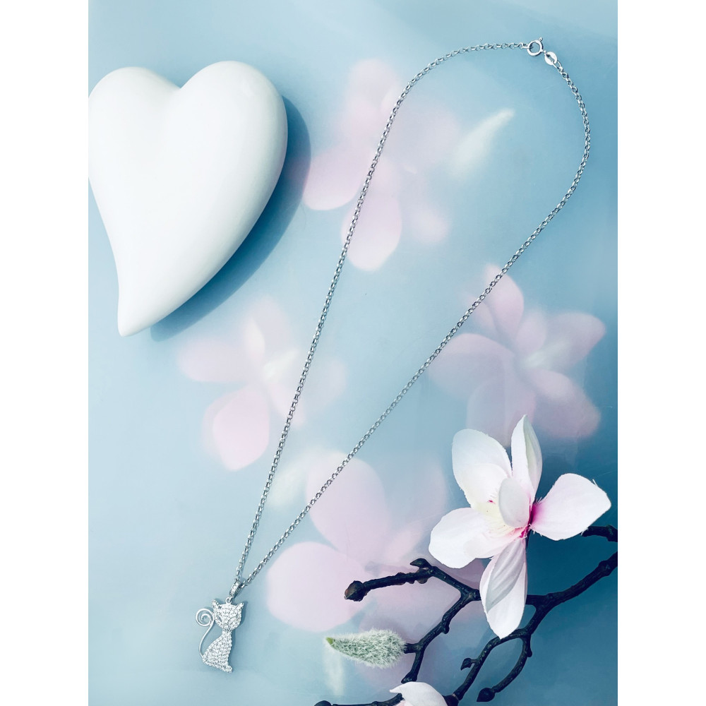 Kazte 925 Silber Halskette mit Zirkonia Halsband Damen Kinder