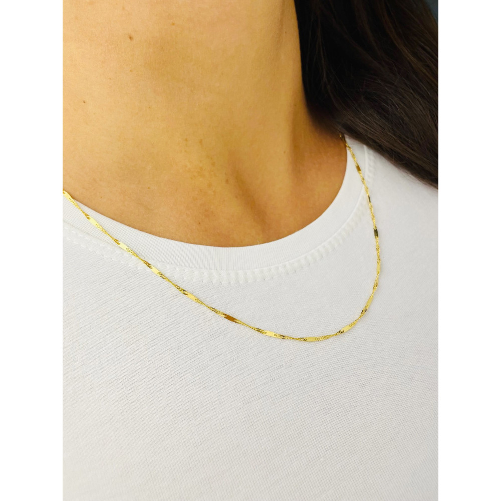 Złoty łańcuszek Singapure Magic z blaszką