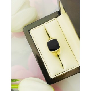 Złoty sygnet męski kwadrat z onyksem