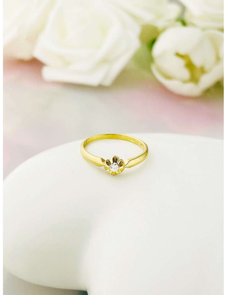 Blume Verlobungsring mit Diamant Gold 585er 14KT