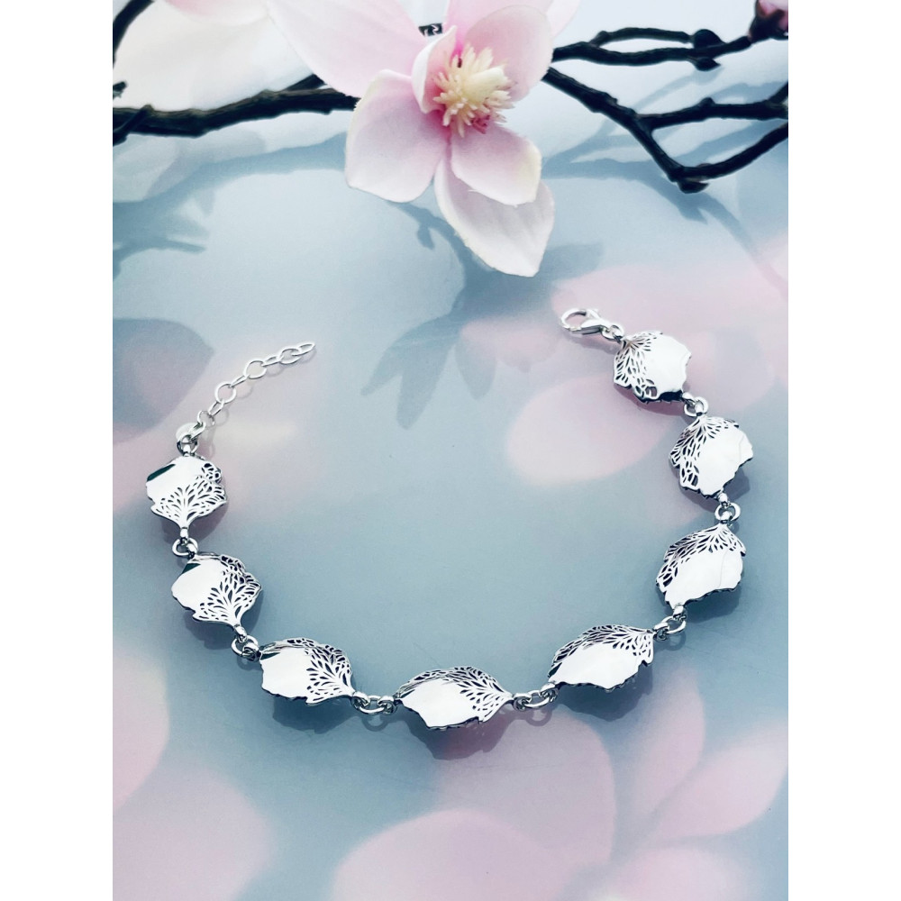 Blatt Armband 925 Silber Damen