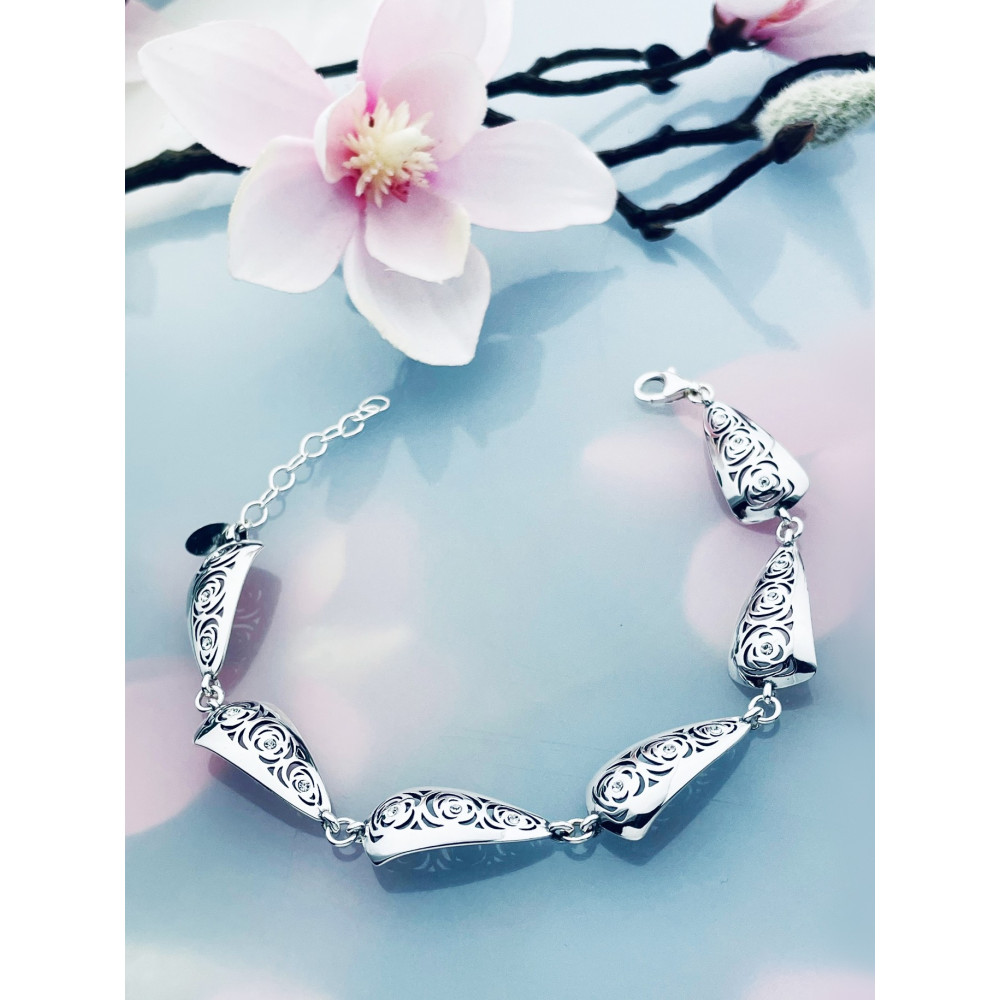 Rose Armband 925 Silber mit Zirkonia Damen