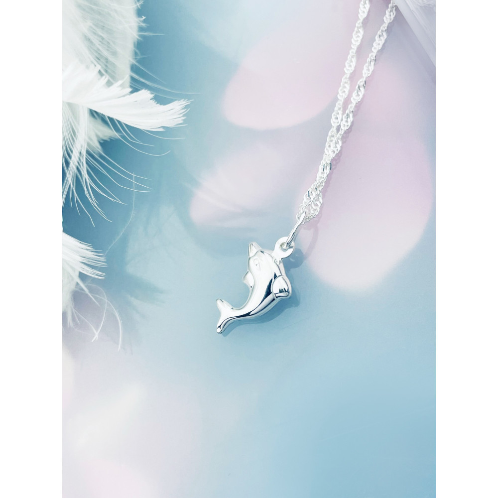 Silber Damen Medaillon Anhänger Delfin