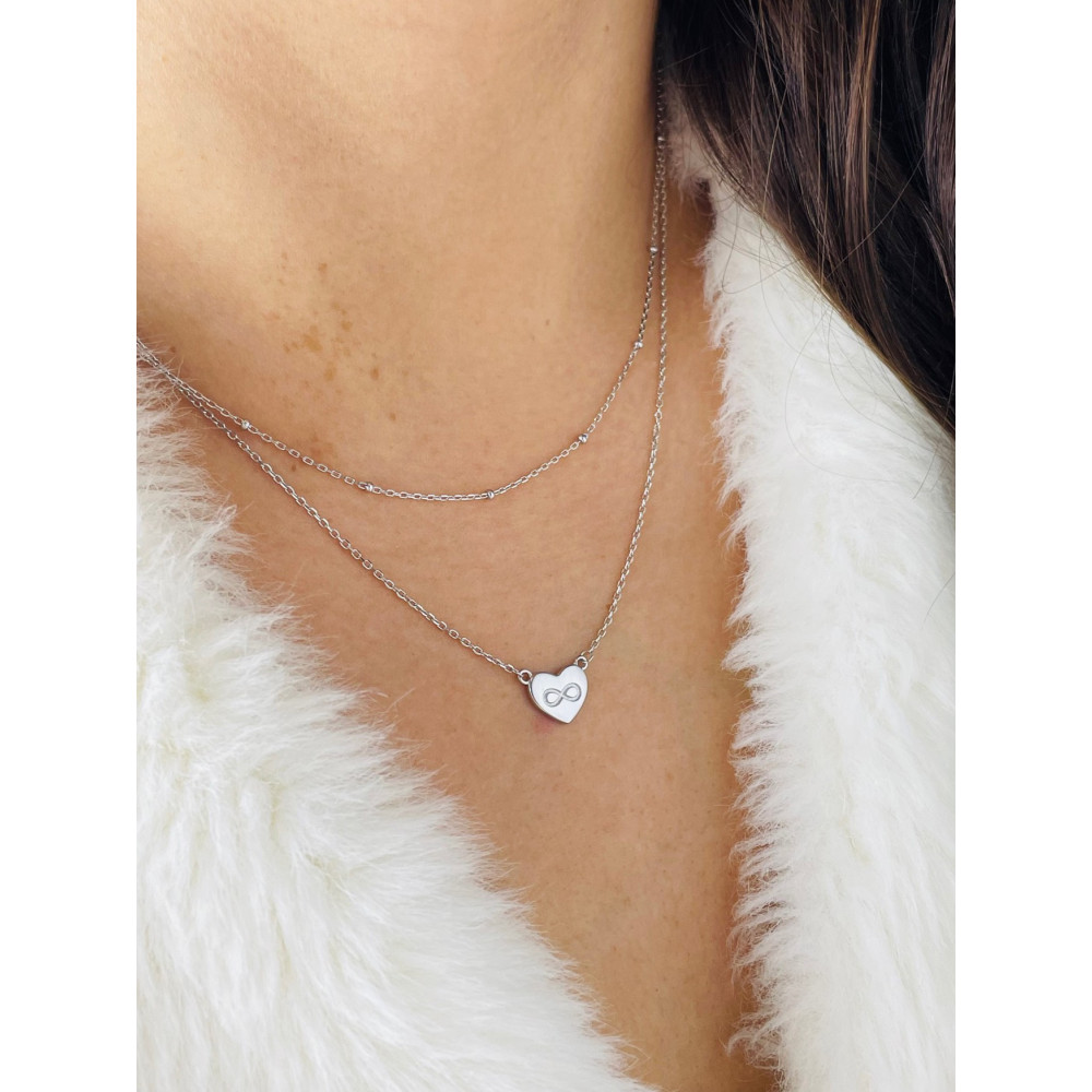 Infinity Herz 925 Silber Halskette Halsband Damen Kinder