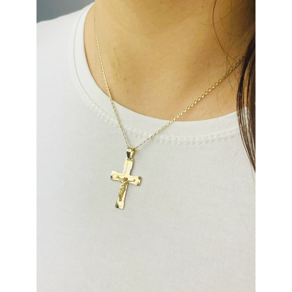 Goldanhänger Kettenanhänger Gold Anhänger Kreuz mit Jesus Goldkreuz Erstkommunion Gelbgold 585er 14KT