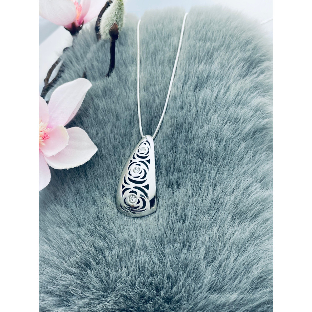 925 Silber Damen Medaillon Anhänger Rose mit Zirkonia
