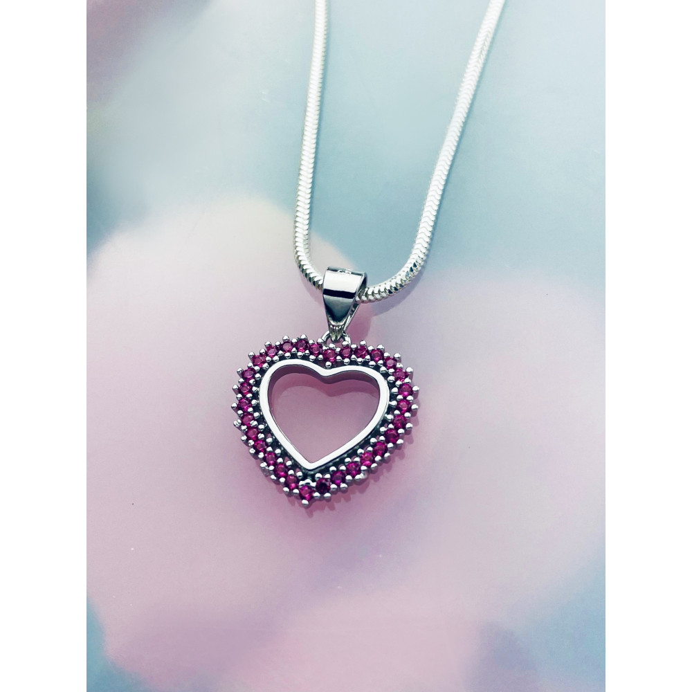 925 Silber Damen Medaillon Anhänger Herz mit Zirkonia