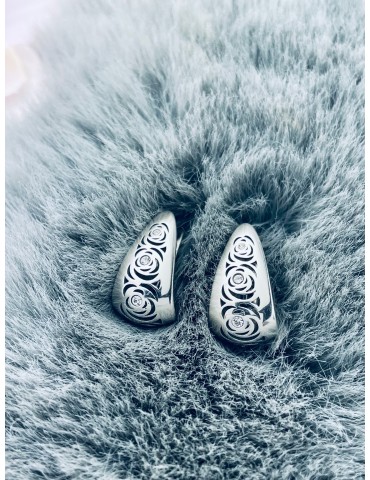 Rose 925 Silber Ohrringe mit Zirkonia