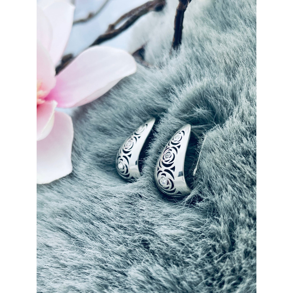 Rose 925 Silber Ohrringe mit Zirkonia
