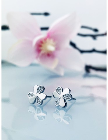 Blume 925 Silber Ohrringe mit Zirkonia