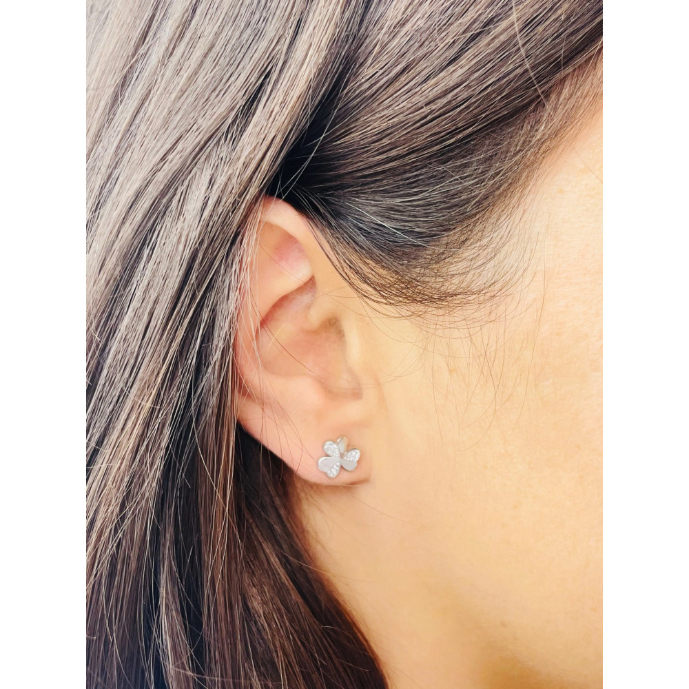 Blume 925 Silber Ohrringe mit Zirkonia