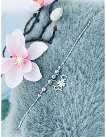 Hufeisen Schlüssel Kleeblatt Armband 925 Silber mit Zirkonia Damen Kinder