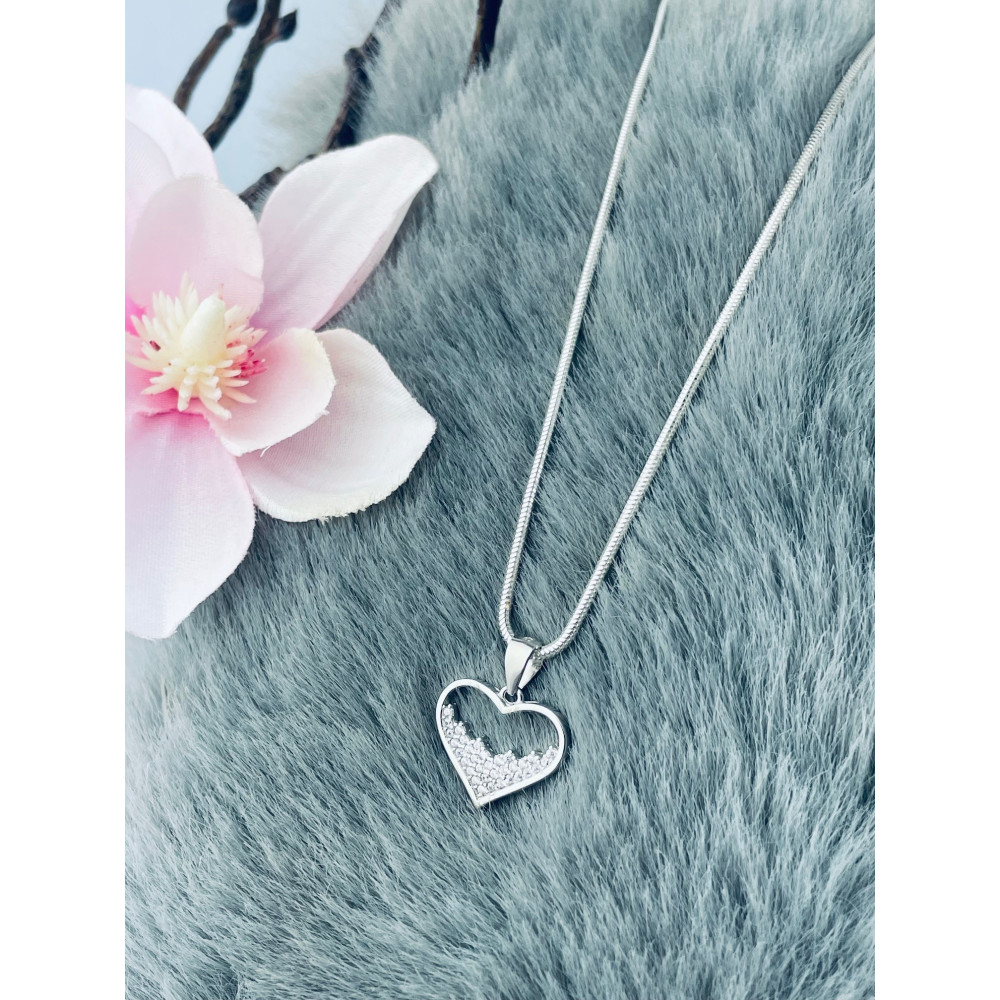 925 Silber Damen Medaillon Anhänger Herz mit Zirkonia