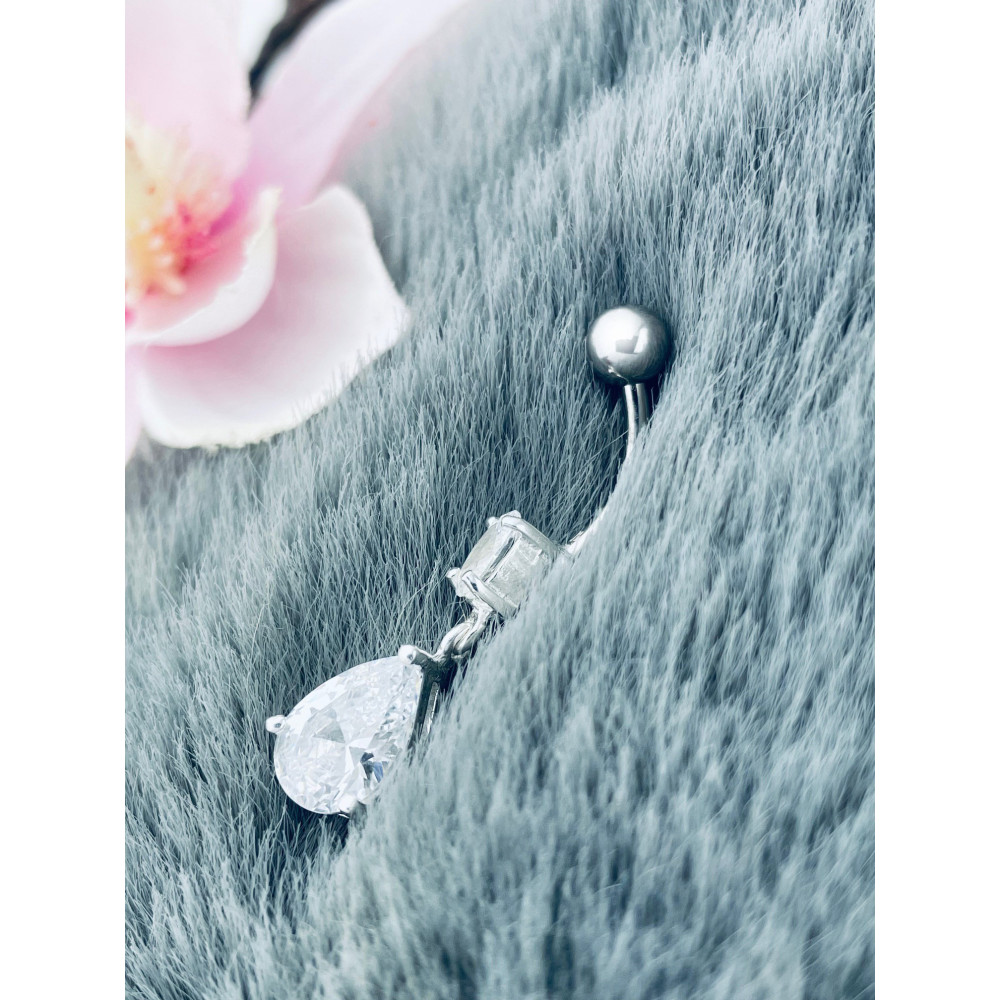Bauchnabelpiercing Silber 925 Piercingschmuck Banana mit Zirkonia