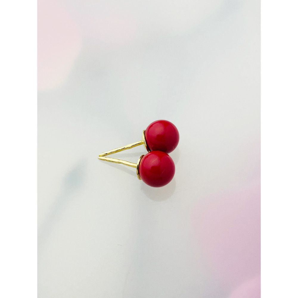 Złote kolczyki kulki kuleczki gładkie koral