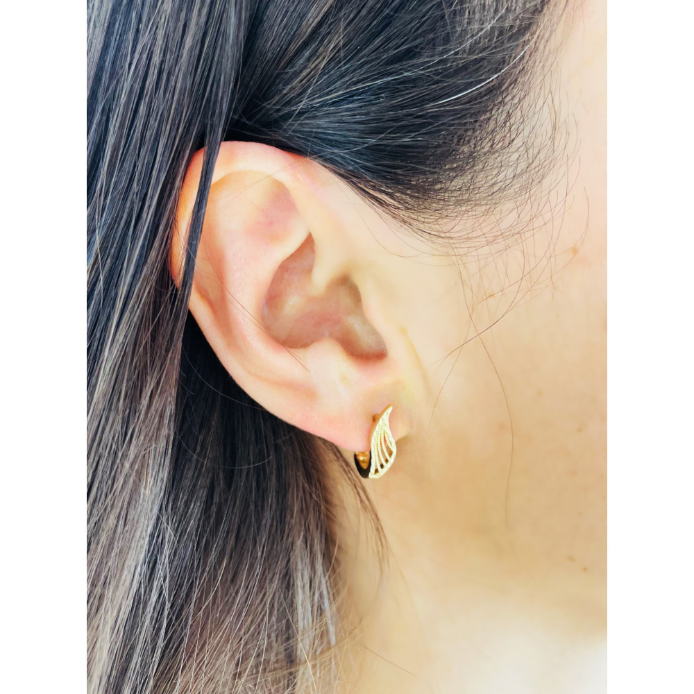 Flügel Ohrringe Ohrhänger Ohrstecker Ohrschmuck Gelbgold Paar 585er 14KT