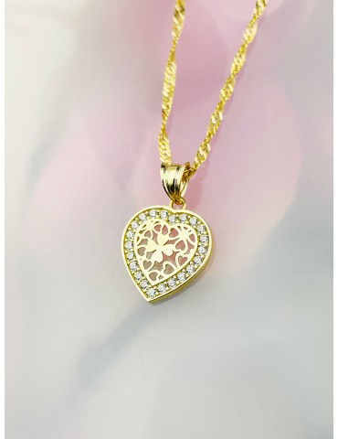 Anhänger Herz Kettenanhänger Gelbgold mit Zirkonia Goldanhänger 585er 14KT
