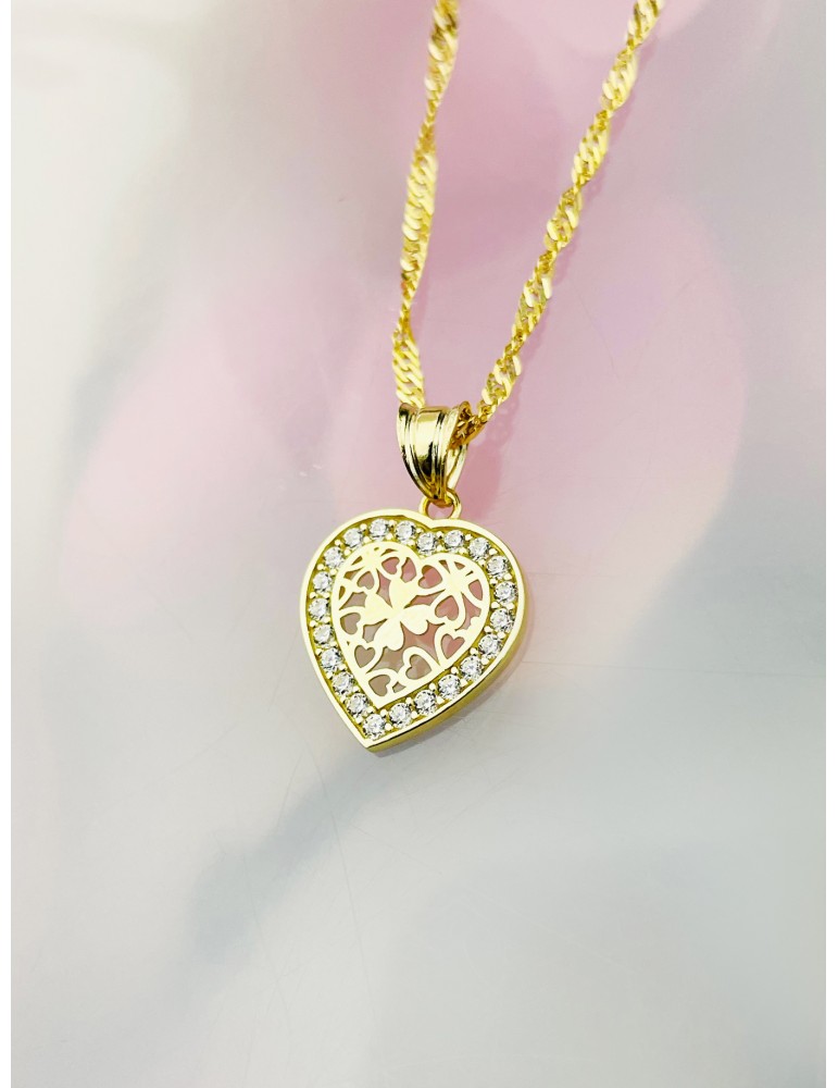 Anhänger Herz Kettenanhänger Gelbgold mit Zirkonia Goldanhänger 585er 14KT Anhänger Herz Kettenanhänger Gelbgold mit Zirkonia Goldanhänger 585er 14KT