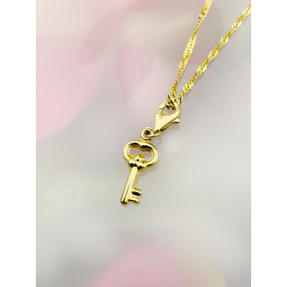 Złoty wisiorek zawieszka charms kluczyk figurka