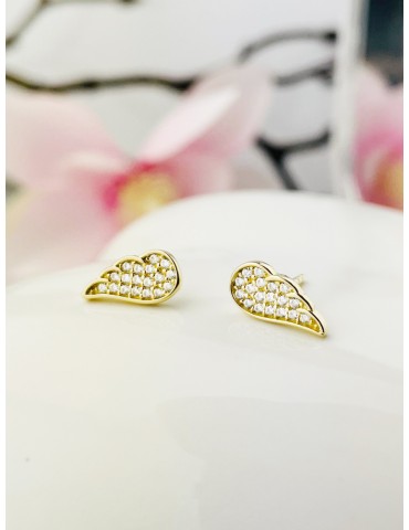 Gold Ohrringe Flügel mit Zirkonia Ohrhänger Ohrstecker Ohrschmuck Gelbgold Gold 585er 14KT