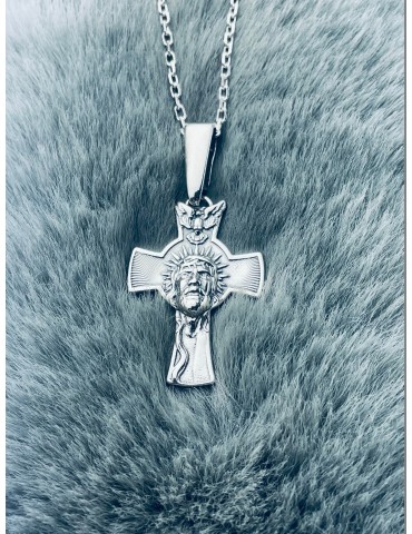 Silber Anhänger Kreuz mit Jesus Christus Erstkommunion Taufe