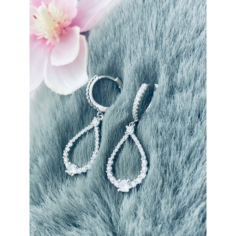 Tröpfchen 925 Silber Ohrringe mit Zirkonia