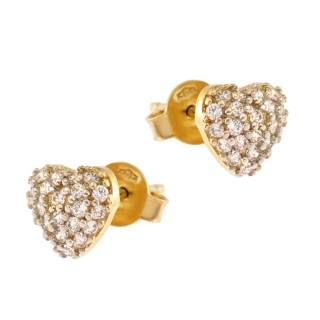 Złote kolczyki serce z cyrkoniami
