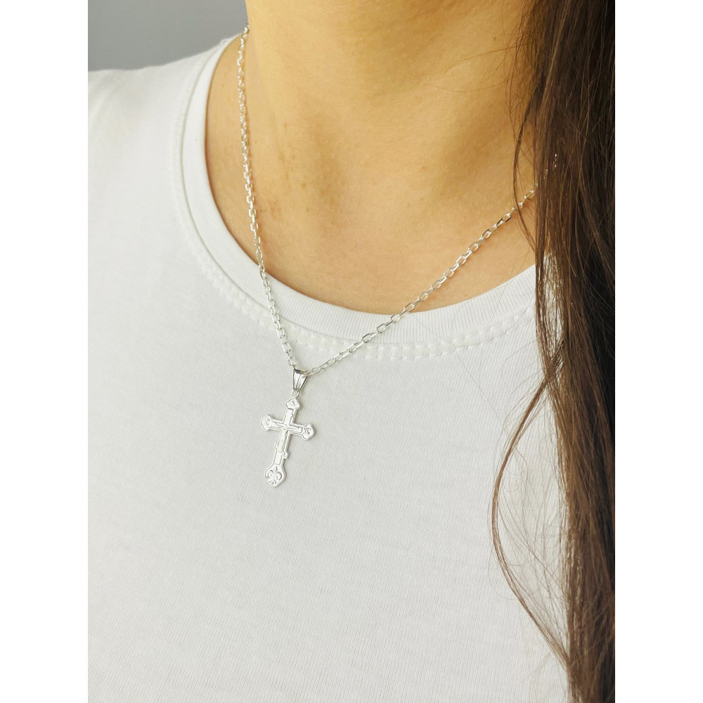 Silber Anhänger orthodoxes Kreuz mit Jesus Christus Erstkommunion Taufe