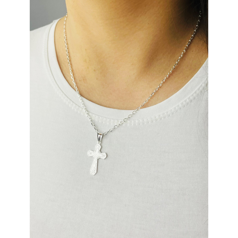 Silber Anhänger orthodoxes Kreuz mit Jesus Christus Erstkommunion Taufe