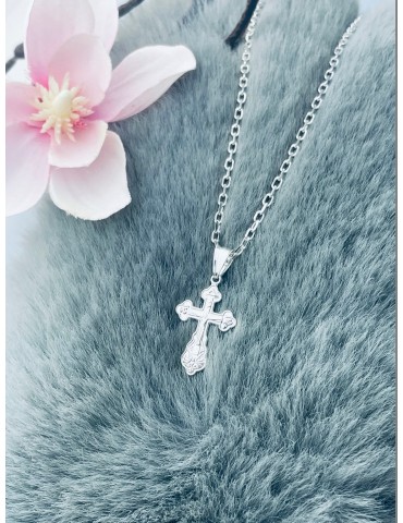 Silber Anhänger orthodoxes Kreuz mit Jesus Christus Erstkommunion Taufe