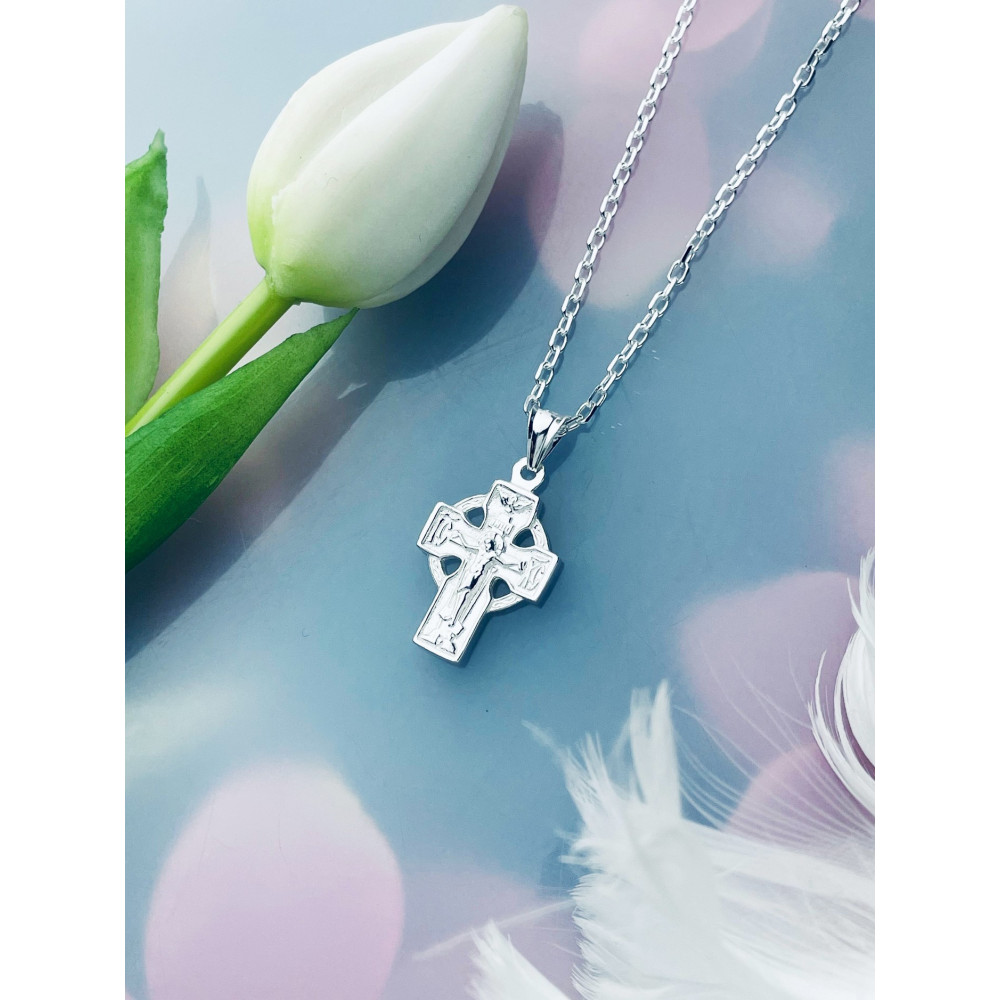 Silber Anhänger orthodoxes Kreuz mit Jesus Christus Erstkommunion Taufe