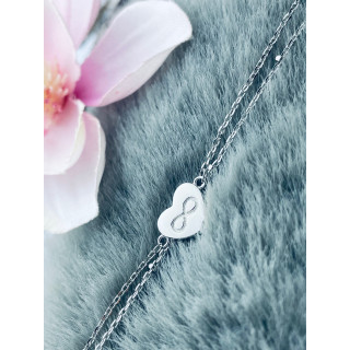 Srebrna bransoletka podwójna serce nieskończoność