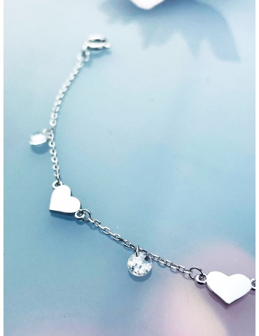 Herz Armband 925 Silber mit Zirkonia Damen Kinder