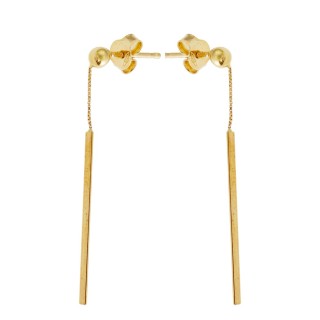 Złote kolczyki wiszące patyczki